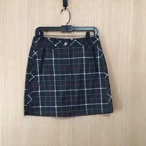N VO by Lanctot Golf Skort w Pockets 4 Black Pink Yellow Plaid High Waist Mini